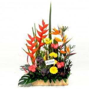 Arreglo de flores exótico con Rosas y Heliconias a domicilio Bogota