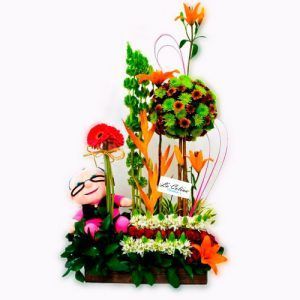 Arreglo Exótico con Gerbera y Peluche a domicilio Bogota