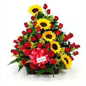 Ramo de Rosas y Girasoles Grande para Aniversario a domicilio Bogotá