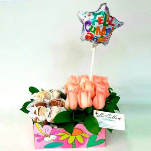 Caja de 9 Rosas de Cumpleaños y fresas a domicilio Bogotá Hansel
