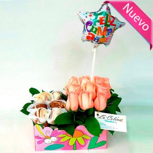 Caja de 9 Rosas de Cumpleaños y fresas a domicilio Bogotá Hansel