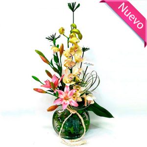 Arreglo Floral con Rosas y Orquidea Bogota