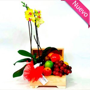 Cofre de frutas con Orquídea Phalenopsis a domicilio en Bogotá