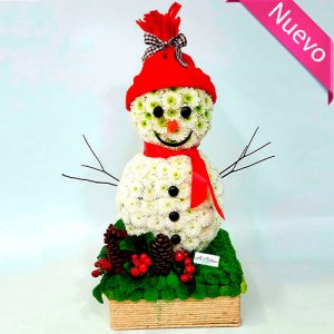 Arreglo de flores en forma de Muñeco de nieve en pinoquio