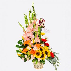 Canasta de flores con orquídea a domicilio bogota La carolina