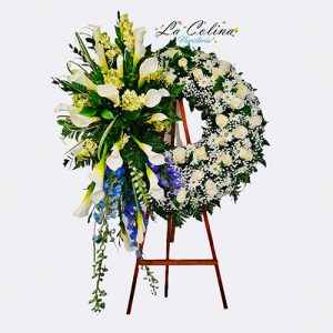 Corona fúnebre con rosas