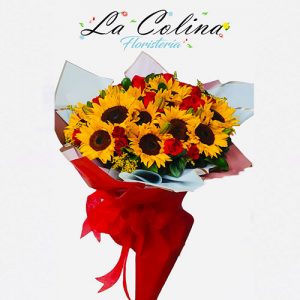 Bouquet de rosas y girasoles Virrey