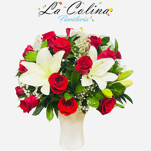 Jarron de rosas y lirios Floristeria-Bogota-Santa-Paula Jarrón de Rosas y Lirios Santa Paula