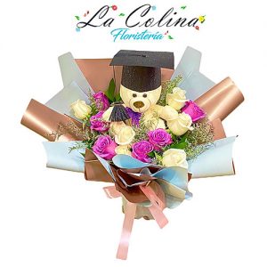 Bouquet de rosas y peluche para grado Iberia