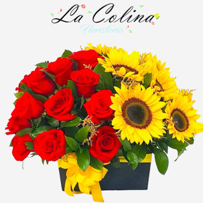 Arreglo Floral de rosas y girasoles Pradera