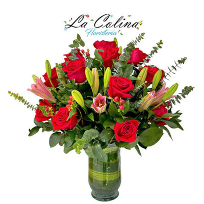 Jarrón de lirios y rosas Los Andes