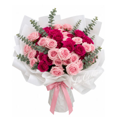 Bouquet con mini rosas rosadas